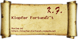 Klopfer Fortunát névjegykártya